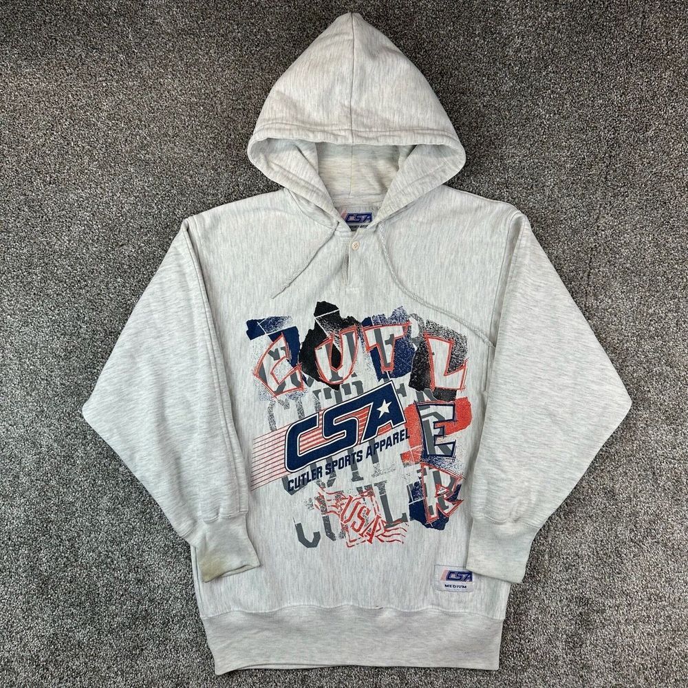 Vintage Cutler Sports Apparel Sweatshirt Adult Medium Gray Hoodie Pullover CSA‎